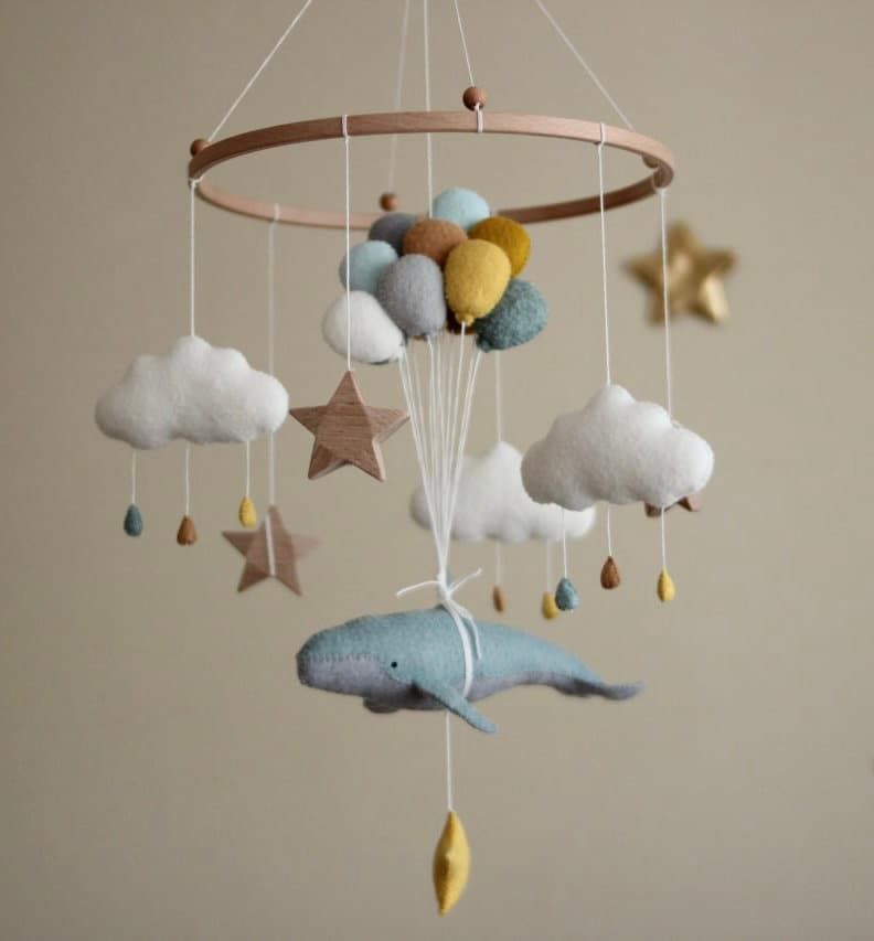 Wal Baby Mobile mit Wal Filz Mobile Ozean Thema Kinderzimmer