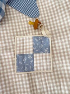 Quilted Pacifier Lovey Clip, Crinkle toy, Baby Toy