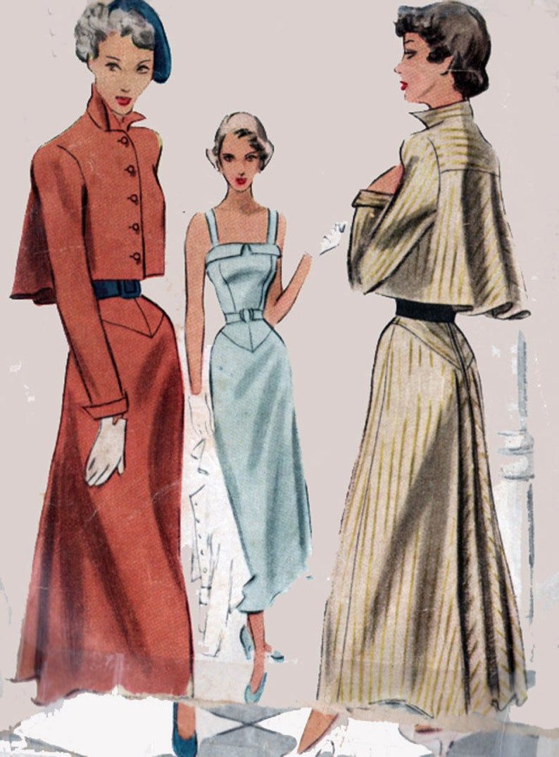 1940s Swing Era Vintage Sewing Pattern Mccalls 7515 Around the Clock Sundress and Jacket With Exquisite Pleated Draped Back Size 12 B30 – Etsy