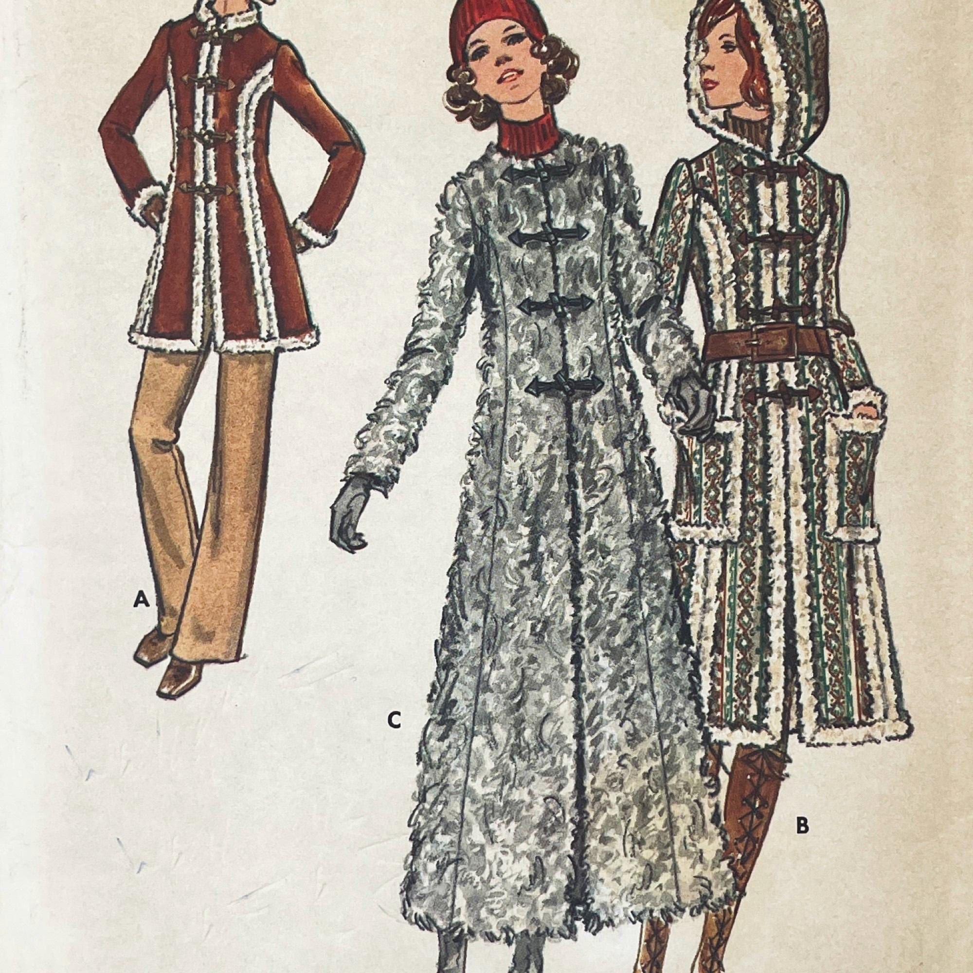 Butterick 6353 – 1970s Penny Lane Hooded Fur Coat Pattern – Size 13 (35″) – Uncut (FF) – Etsy