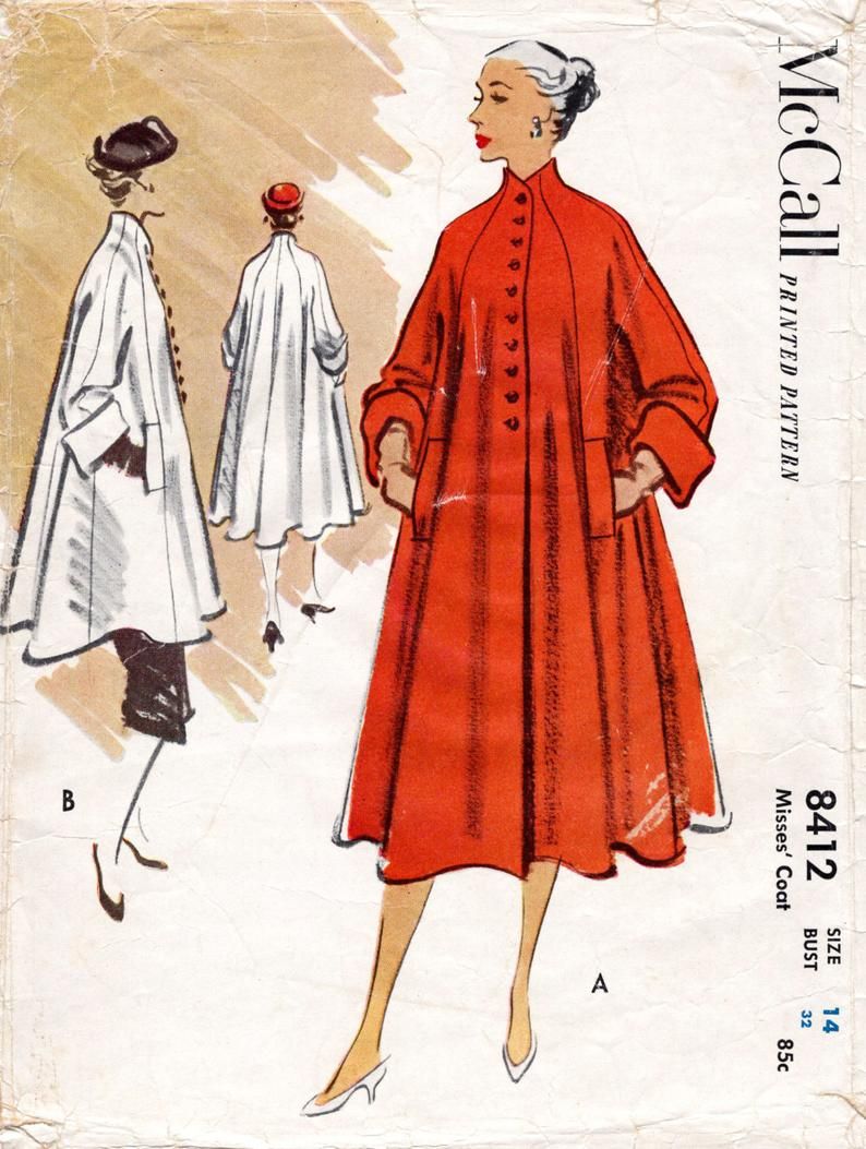 Vintage Sewing Pattern 1950s 50s Swing Coat Jacket Short or Long Lengths Bust 32 B32 Reproduction – Etsy