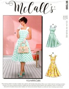Retro 50’s Style Fitted Bodice, Flared Skirt Sleeveless Dress Pattern Mccall’s 7599 Pattern Choose Size – Etsy