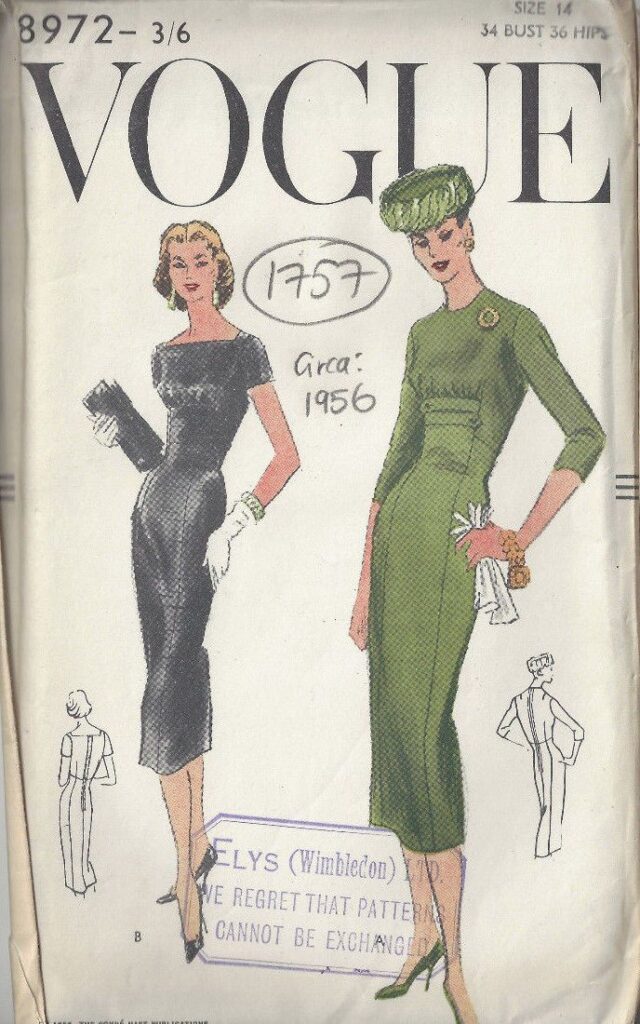 1956 Vintage VOGUE Sewing Pattern B34″ DRESS (1757) – The Vintage Pattern Shop