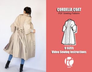 Gabardine Coat Sewing Pattern | Dark Academia Trench Pattern for Rainy London Streets | Big Pleated Jacket | 9 SIZES | PDF Sewing Pattern – Etsy