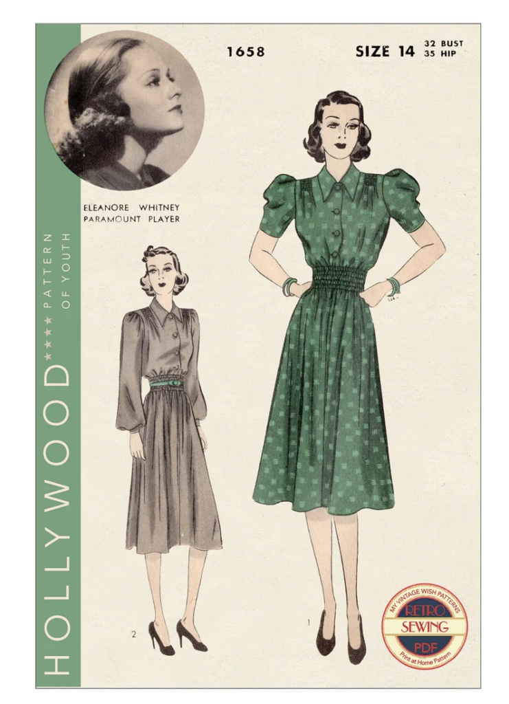 1930s Shirred Tea Dress PDF Sewing Pattern Bust 32 – Etsy