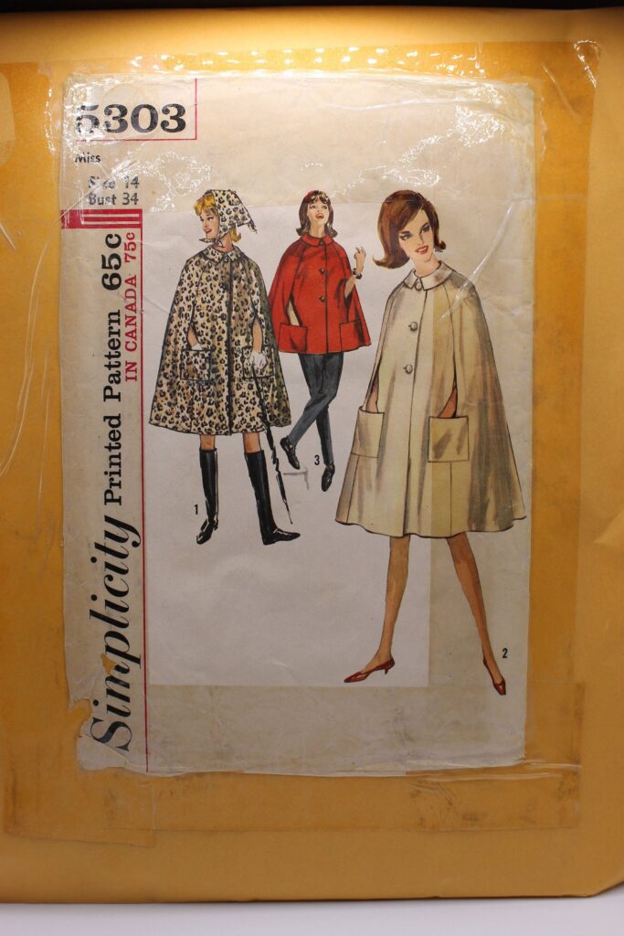 Simplicity 5303, 1960s Cape Sewing Pattern, COMPLETE