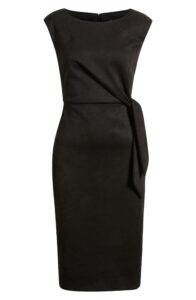 Tahari ASL Side Tie Sleeveless Microsuede Sheath Dress in Black at Nordstrom, Size 2
