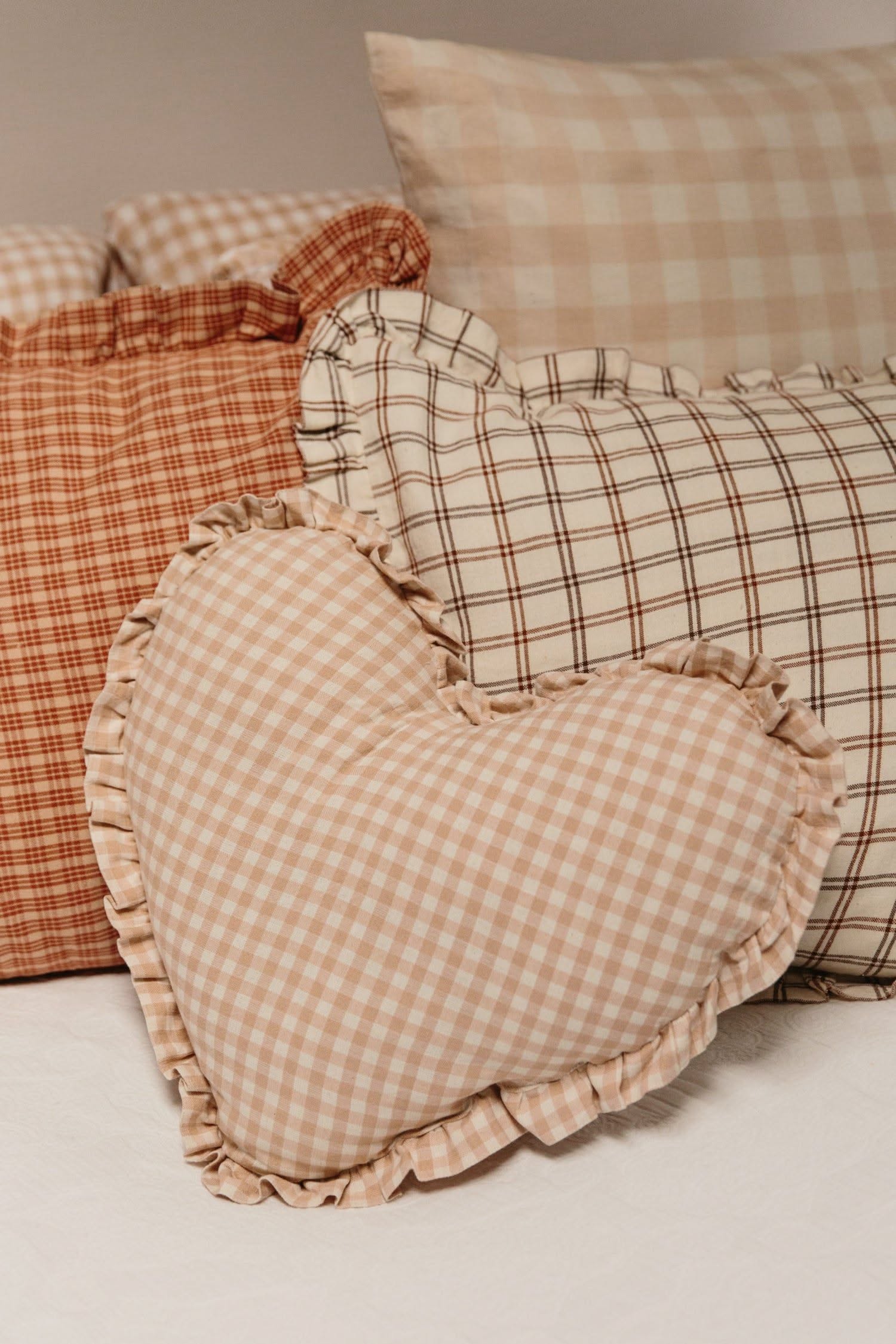 MINI GINGHAM – Blush Heart Pillow