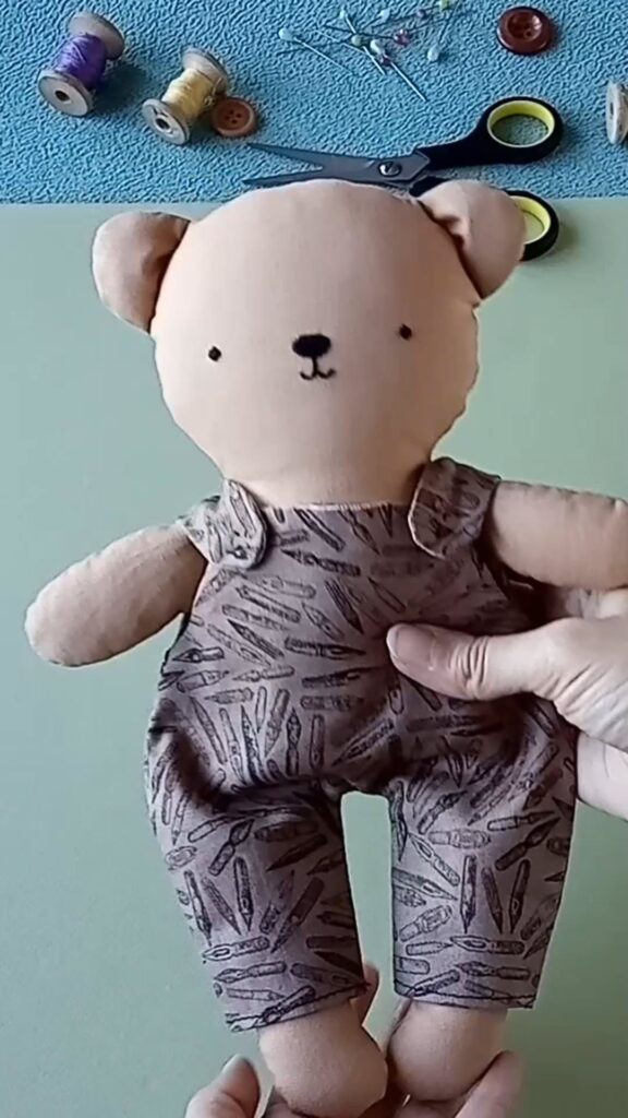 Easy Bear Doll with Overalls Sewing Pattern