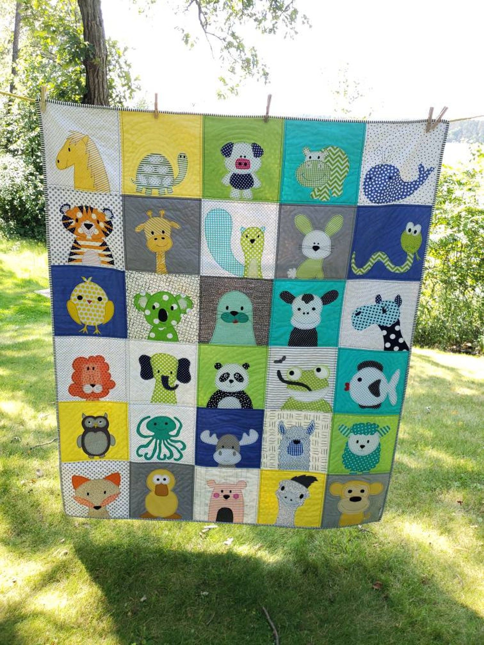 Animal Quilt, Whimsical, Woodland, Farm, Ocean, Wild, Made for You in Your Colors – Etsy Australia