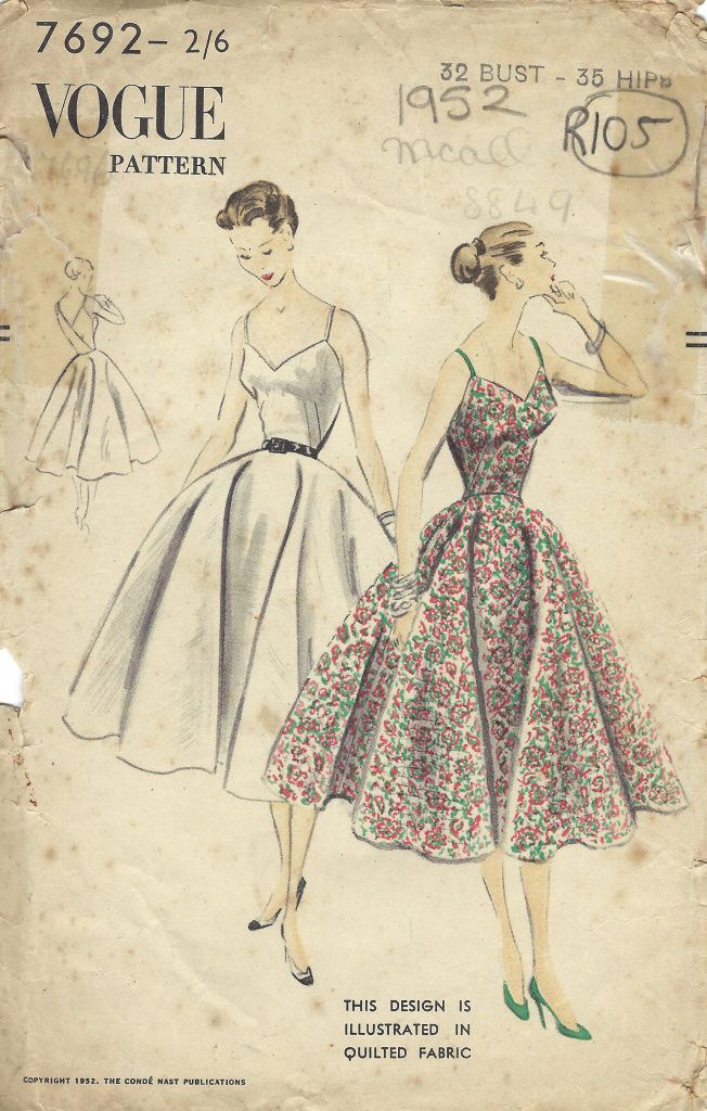 1952 Vintage VOGUE Sewing Pattern B32\