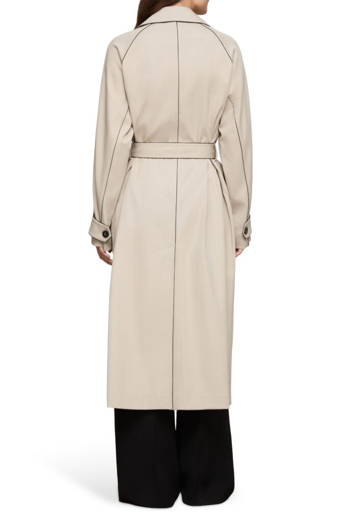 Lafayette 148 New York Piped Cotton & Viscose Twill Trench Coat in Cement at Nordstrom, Size X-Large