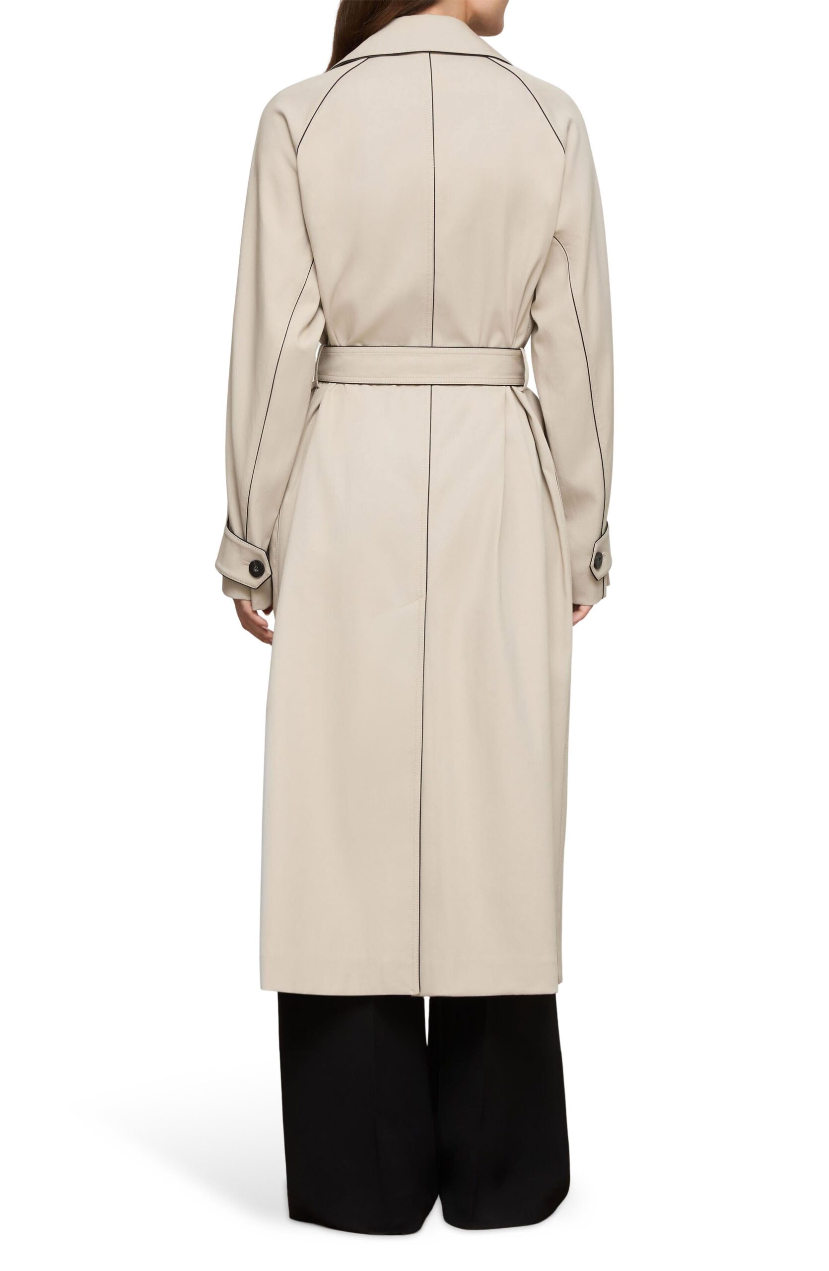 Lafayette 148 New York Piped Cotton & Viscose Twill Trench Coat in Cement at Nordstrom, Size X-Large
