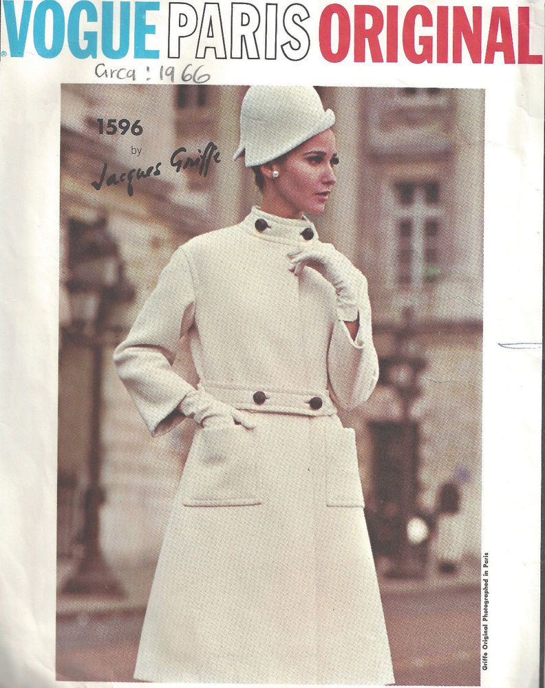1966 Vintage VOGUE Sewing Pattern B34 COAT & DRESS (1783R) By JACQUES GRIFFE | eBay