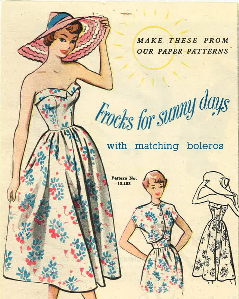 Vintage 1950’s Sewing Pattern,’franky’ Strapless Sundress & Bolero – Bust 33-41