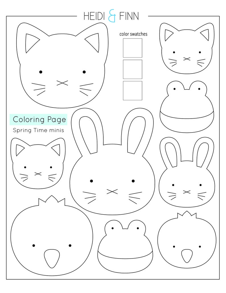 SpringTime MINIS coser a mano cosas proyecto PDF patrón bordado peluche animales de fieltro gatito conejito broche pin – Etsy España