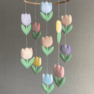 Baby mobile Tulpe, Tulpe Kindergarten, Blumen Baby mobile, Baby Mädchen mobile, Mobile Baby, Blumen mobile, Blatt Baby mobile, Wald Krippe Mobile