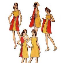 Jiffy Mod 70 ‘ s Mini Wrap Dress Vintage Sewing Pattern Whirlaway Style robe bouton épaule simplicité 9970 Medium, buste 34 36 – Etsy France