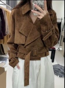 Beautiful  Suede-Effect Cropped Trench Jacket – Camel Brown  | eBay UK