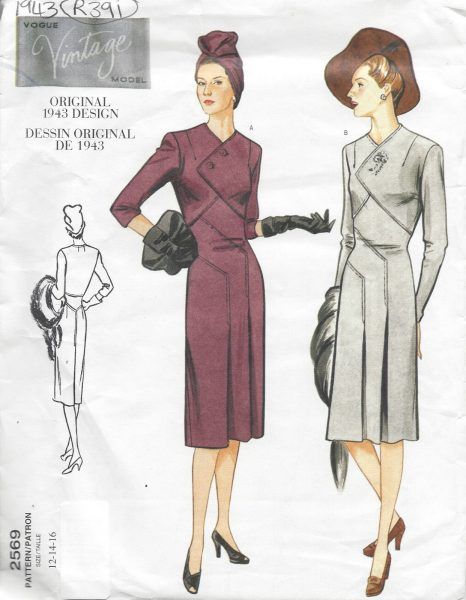 1943 Vintage VOGUE Sewing Pattern B34″-36″-38″ DRESS (R391) – The Vintage Pattern Shop