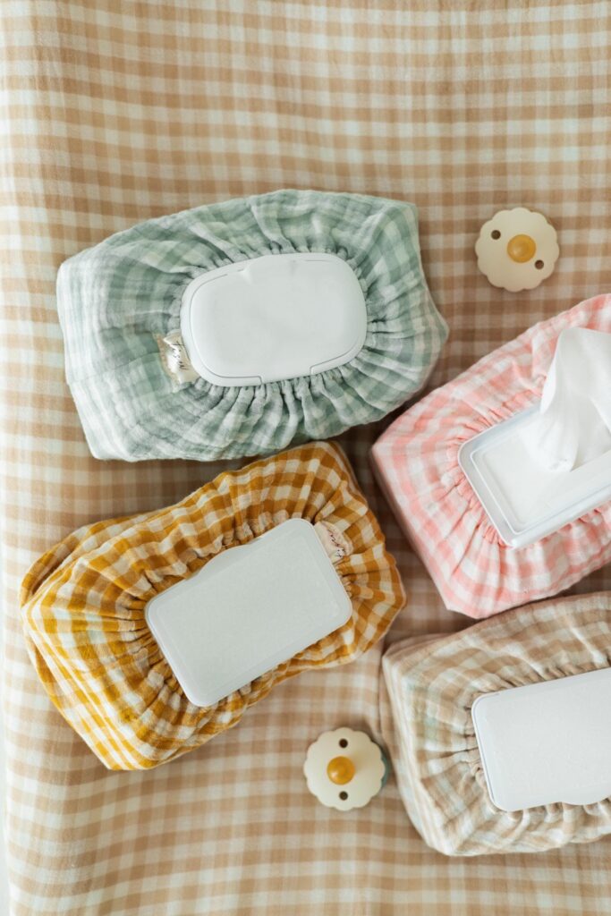 Baby Wet Wipes Cover Tissue Box Nursery Decoration Matching Changing Pad Cover Baby Essentials Baby Wipe Station Diaper Bag Gingham Pattern