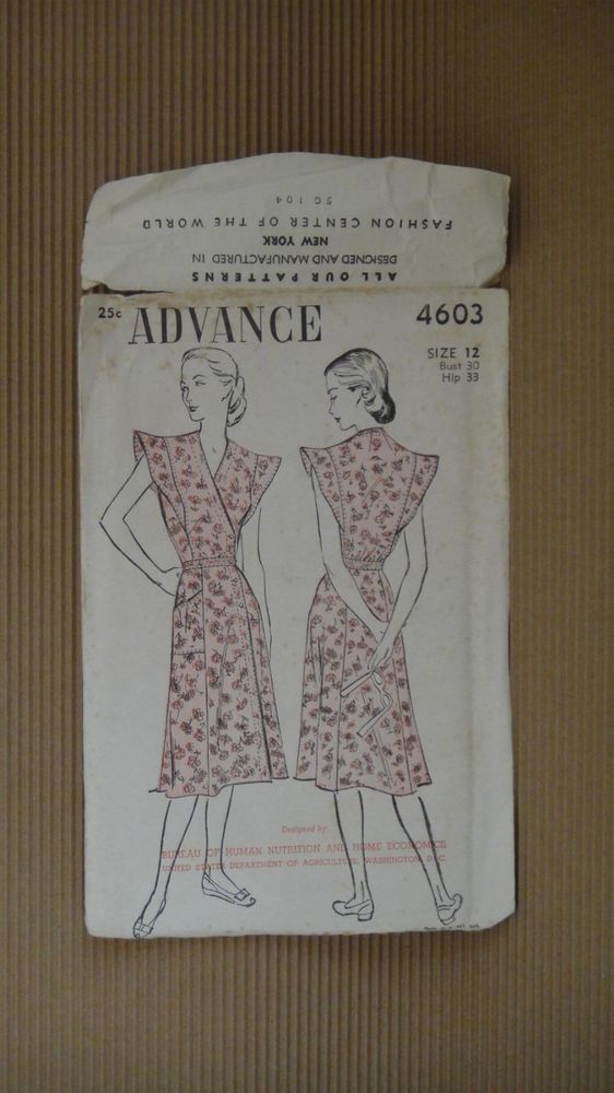 VINTAGE 1940′ ADVANCE PATTERN #4603 SEWING MODEL WOMEN FASHION NEW YORK | eBay