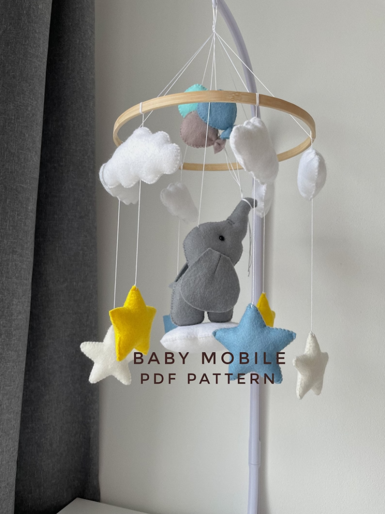 Éléphant ornement feutre motif ensemble de 4 PDF motif éléphant décor pépinière mobile bébé motif mobile peluche éléphant motif en peluche – Etsy France