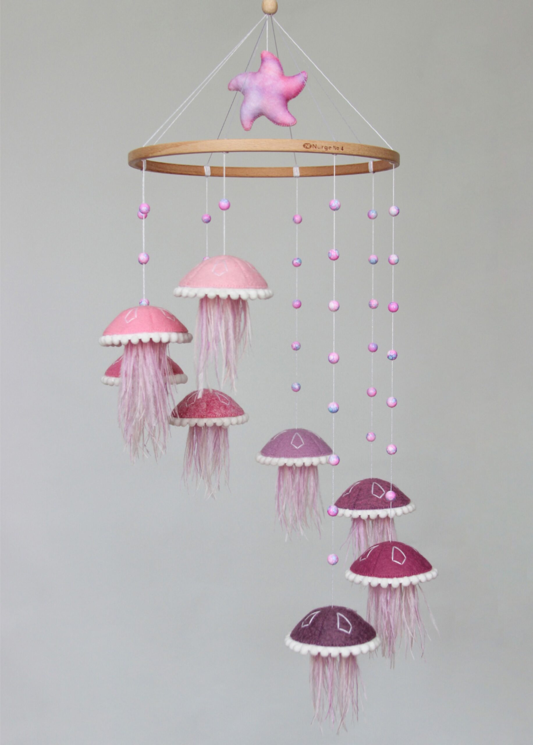 Lilac baby mobile with jellyfish – Mobile baby ocean – Nursery mobile girl – Crib mobile nautical