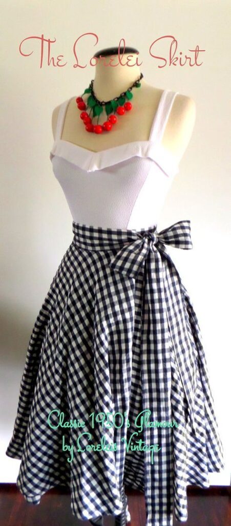 Falda cruzada estilo glamuroso de los años 50 con escote redondo y lazo encantador de Lorelei’s Vintage. Hecha a pedido en 12 colores – Etsy México