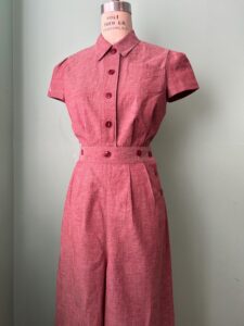 dunkelroter chambray 1930er 1940er vintage style abnehmbare spielanzüge b33-35 w26.5-27.5 h38-39 musterverkauf