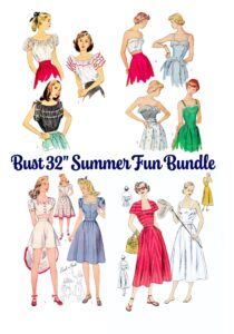 1940er Jahre Schnittmuster PDF Bundle * Büste 82cm * Kleid, Shorts, Rock, Bralette, Bluse mit Puffärmeln