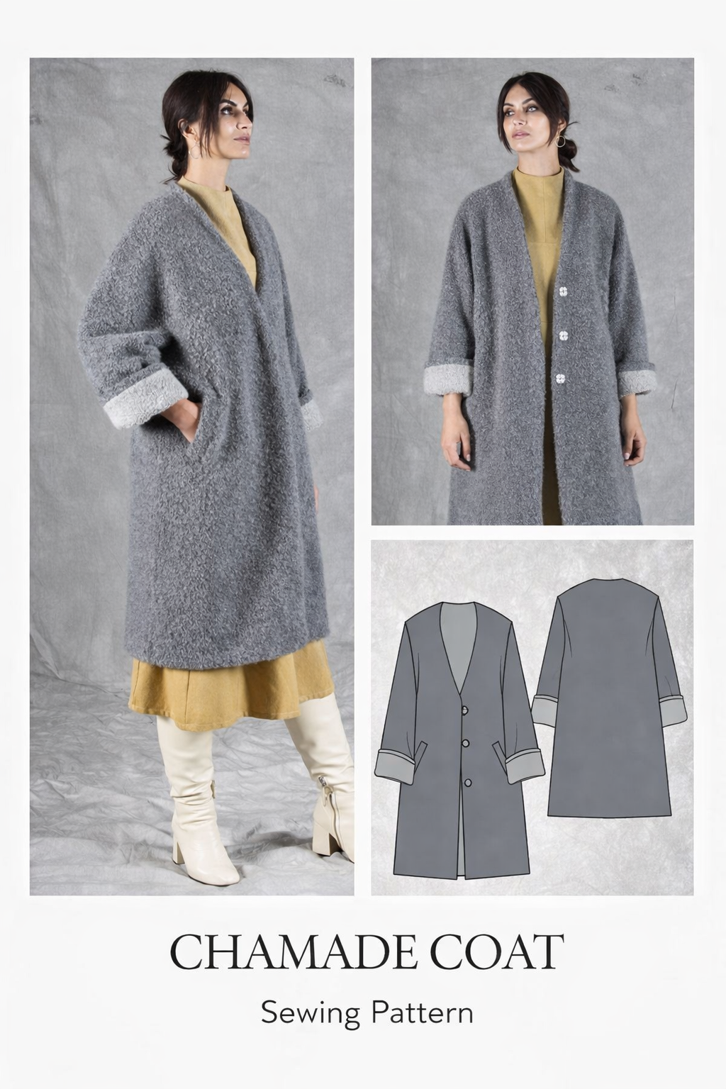 Chamade Coat Sewing Pattern PDF – Relaxed Women’s Coat DIY