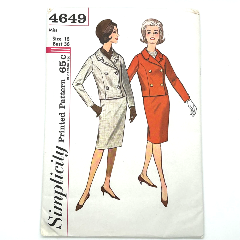 Simplicity Office | Simplicity Vintage 1960’s Pattern #4649 Junior Misses Skirt Jacket Suit Size 16 | Color: Yellow | Size: 16