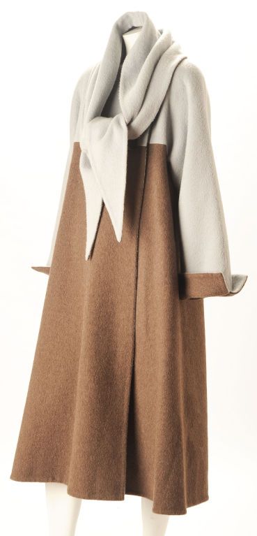 Pauline Trigere 1980s Coat with Matching Scarf