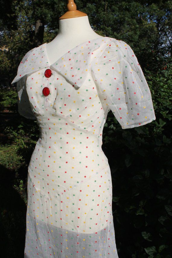 Maudie- Mid-1930s Inspired Afternoon Dress in Original Vintage Cotton Organdy – Etsy