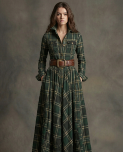 Kinsley | Vintage Style Maxi Shirt Dress – Green / XL