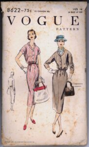 Size 16 Bust 34 Button Front Slim Dress Vogue 8622 Pattern Belt Vintage 1950s | eBay