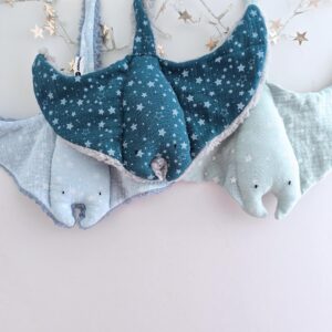 MANTA RAY Baby Comforters, STINGRAY Animal Loveys, Double Gauze Cotton Ocean Toy, Cuddle Soft Sea Animal, Doudou Stingray, New Baby Gift