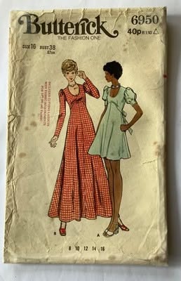 Butterick 6950 Sewing Pattern Vintage 70s Dress with Raised Waist – 16 Bust 38”  | eBay UK
