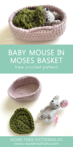 Sweet Softies: Baby Mouse in Moses Basket · Free Crochet Pattern