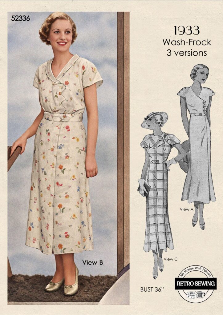 Vintage 1930 Drei hübsche Teekleider PDF Schnittmuster Büste 36