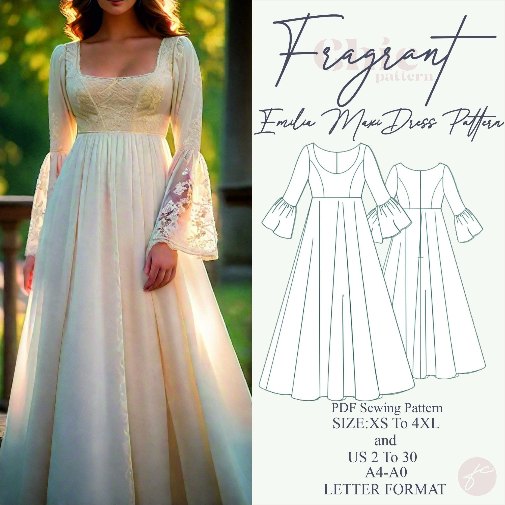 Renaissance Chemise Pattern,Märchenkleid,Fantasy Kleid,Mittelalter Cosplay Kostüm Kleid,keltisches Kleid,Recyceltes Kleid, PDF Digitales Schnittmuster