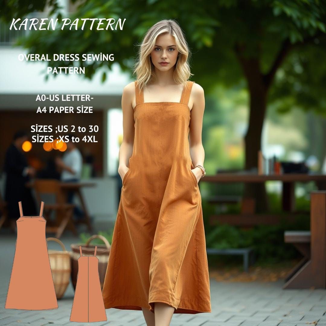 Schürze Kleid Schnittmuster: Cottagecore Schürze,Milchmädchen Stil (PDF-Schnittmuster, Größen XS-4XL)