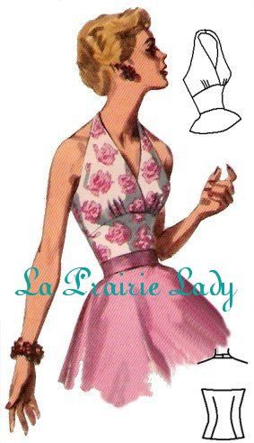 Repro of Vintage Pattern Halter Top 50s No 4 on Printable PDF Size B34 – Etsy