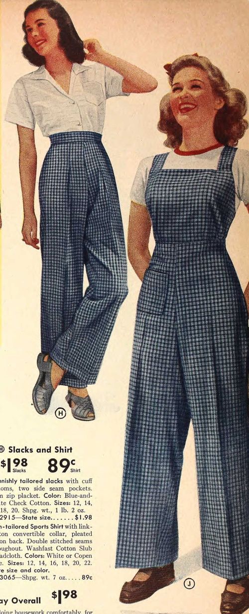 1940s Pants History- Trousers, Overalls, Jeans, Sailor, Siren Suits