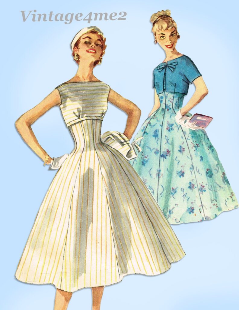 Simplicity 1154: 1950s Misses Empire Waist Dress Sz 32 B Vintage Sewing Pattern