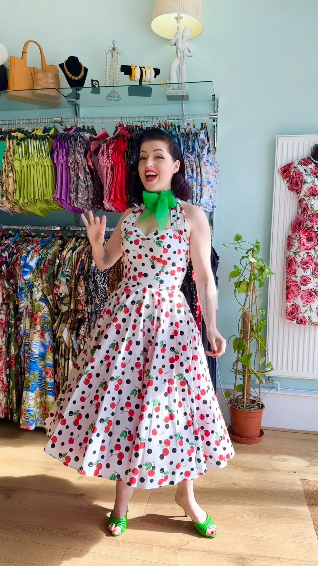 🍒 Summer Sunshine and Cherry Delights with our Summer Halter Neck Circle Dresses!