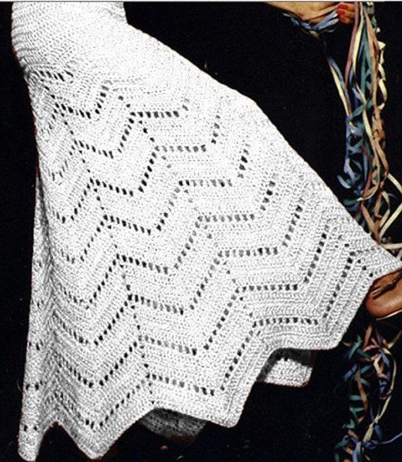 Vintage CROCHET Dress Pattern – Maxi Dress – Chevron Pattern PDF Wedding Evening Retro 1070s