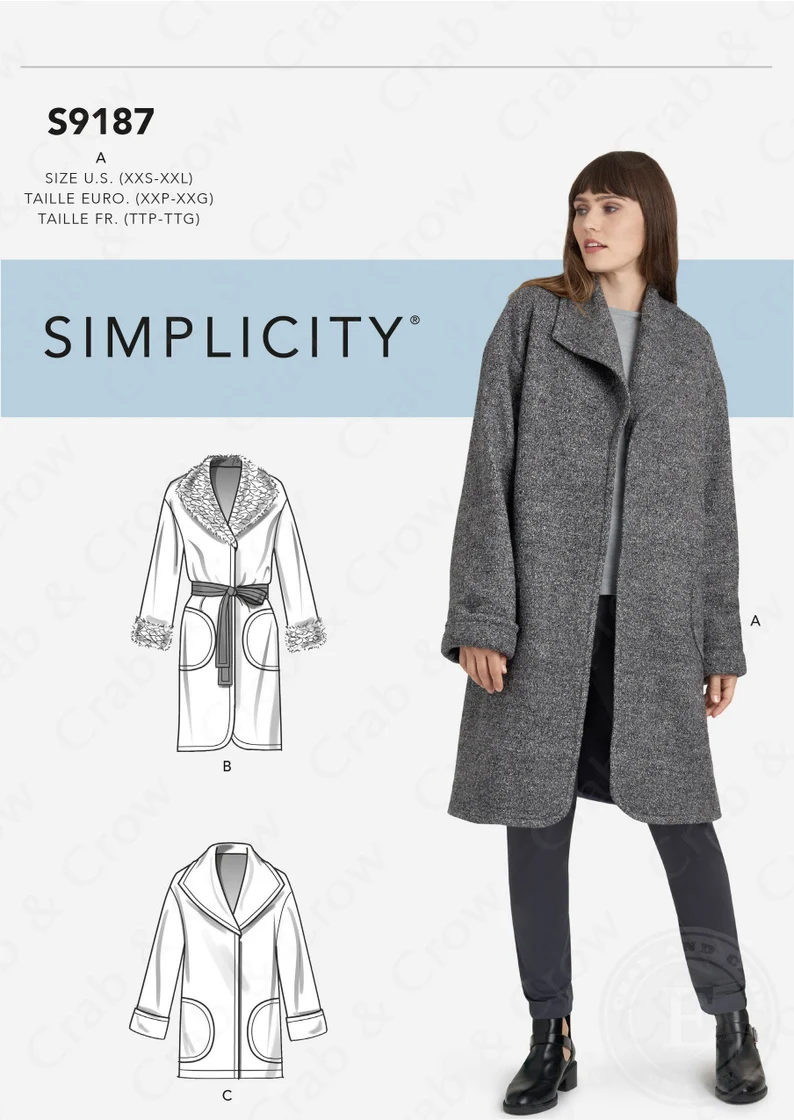 Simplicity S9187 Sewing Pattern Misses Relaxed Fit Jackets and Coats With Shaped Collar and Pocket Detail Sz XXS-XXL Uncut – Etsy
