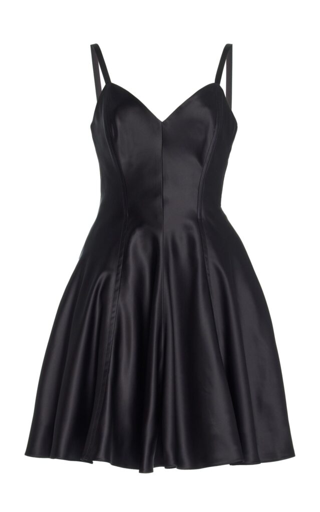 Marina Moscone – Satin Mini Swing Dress – Black – US 8 – Moda Operandi